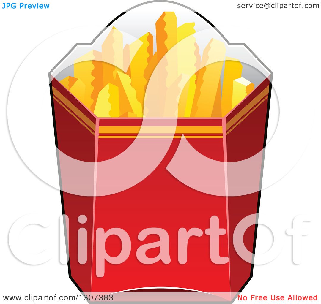 Clipart of a Cartoon Red Box of Crinkle French Fries - Royalty Free ...