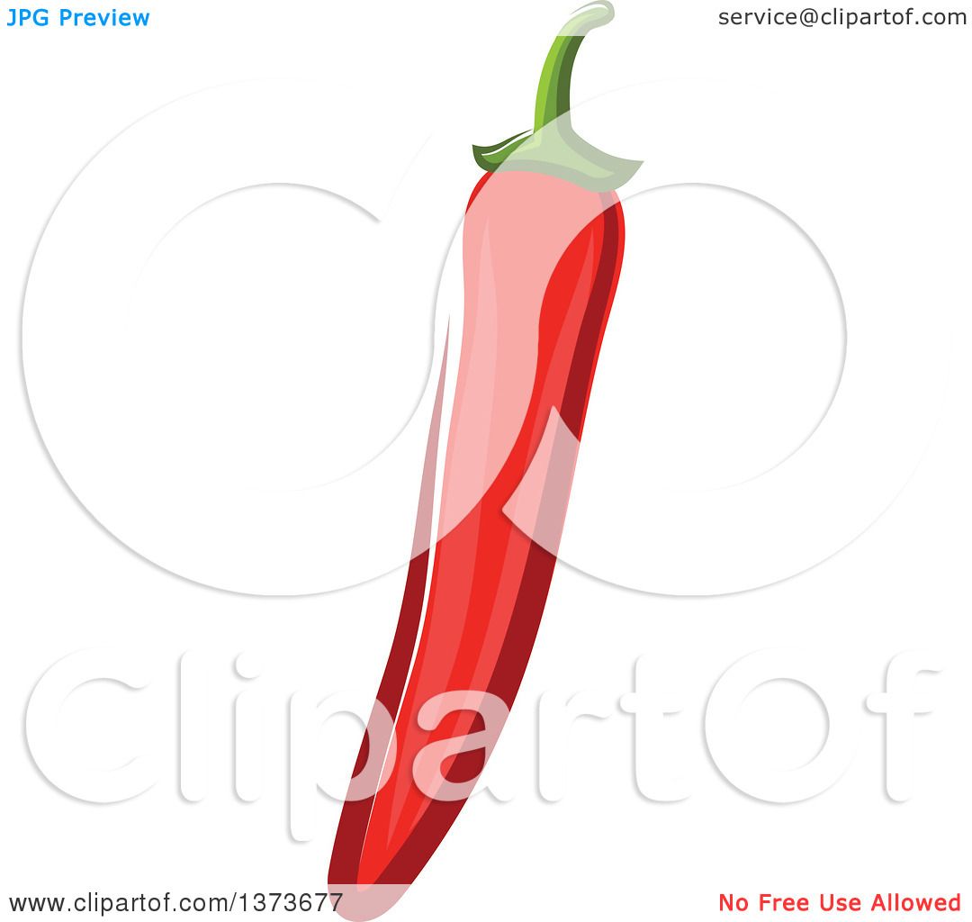 Clipart of a Cartoon Red Chili Pepper - Royalty Free Vector