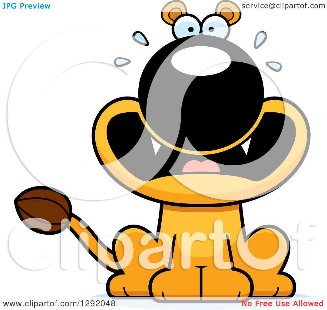 Clipart of a Cartoon Scared Screaming Lioness Sitting - Royalty Free Vector  Illustration by Cory Thoman #1292048