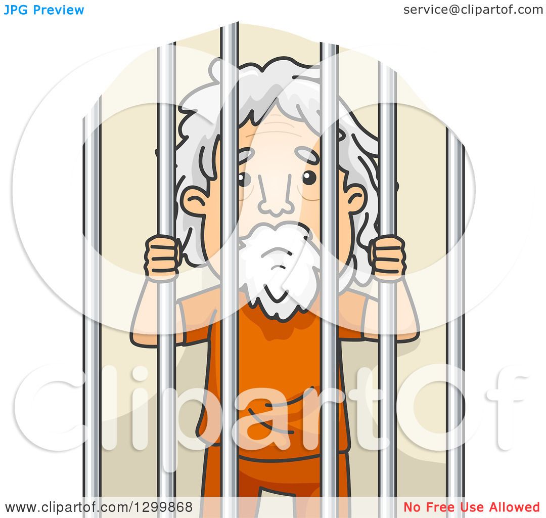Clipart of a Cartoon Senior White Man Behind Jail Bars - Royalty Free  Vector Illustration by BNP Design Studio #1299868