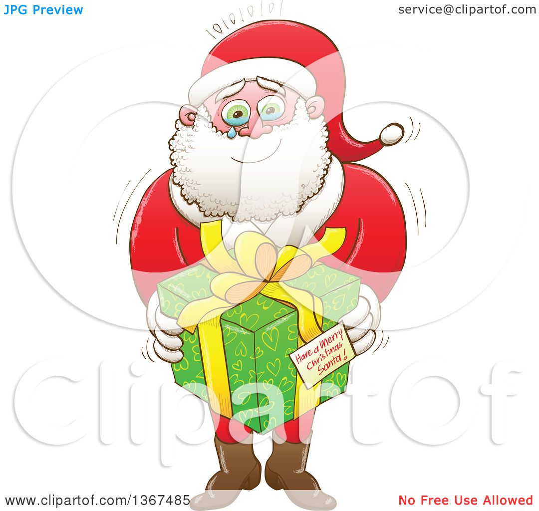 Clipart Of A Cartoon Touched Santa Claus Crying And