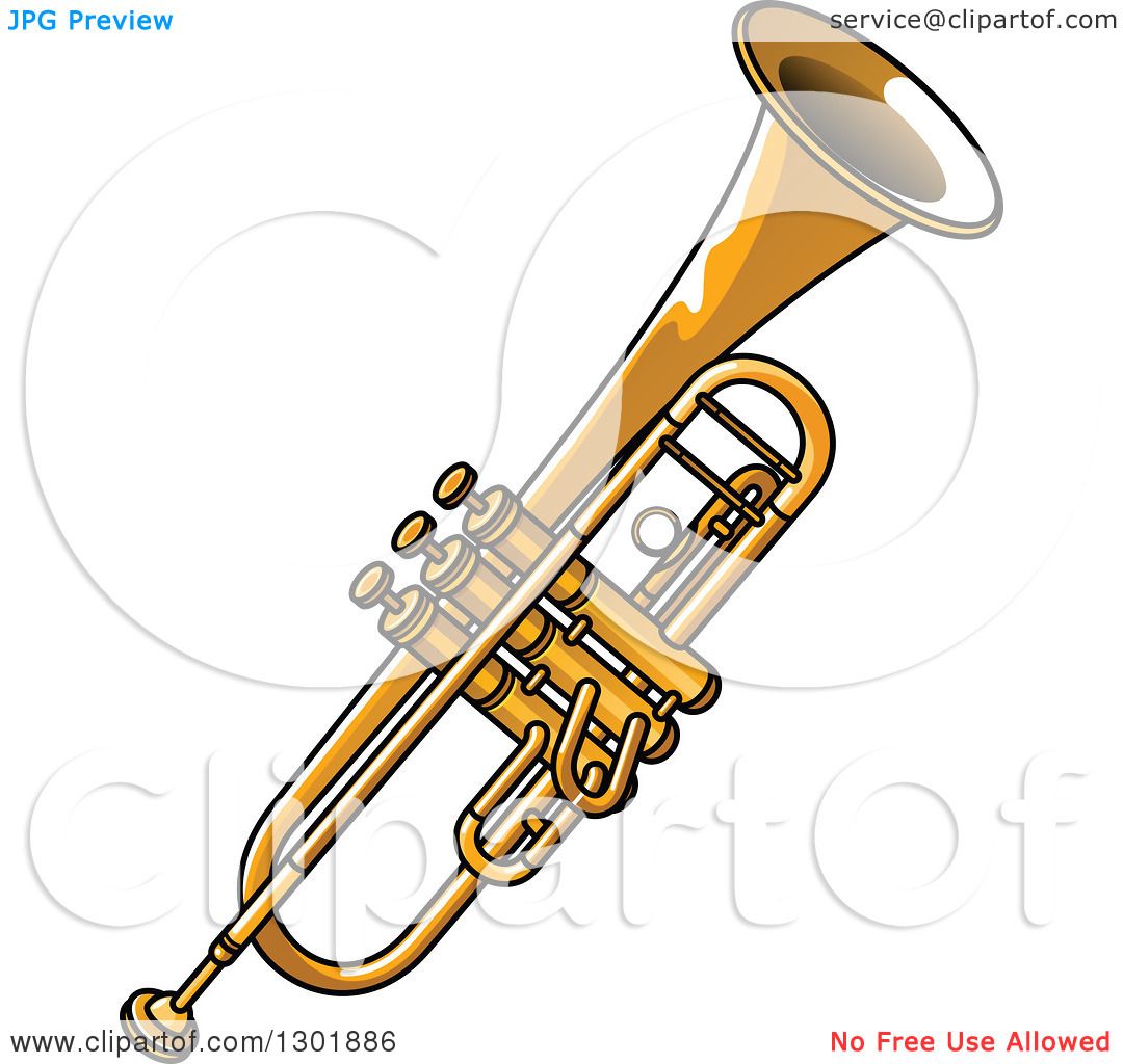 Clipart of a Cartoon Trumpet - Royalty Free Vector Illustration by Vector  Tradition SM #1301886