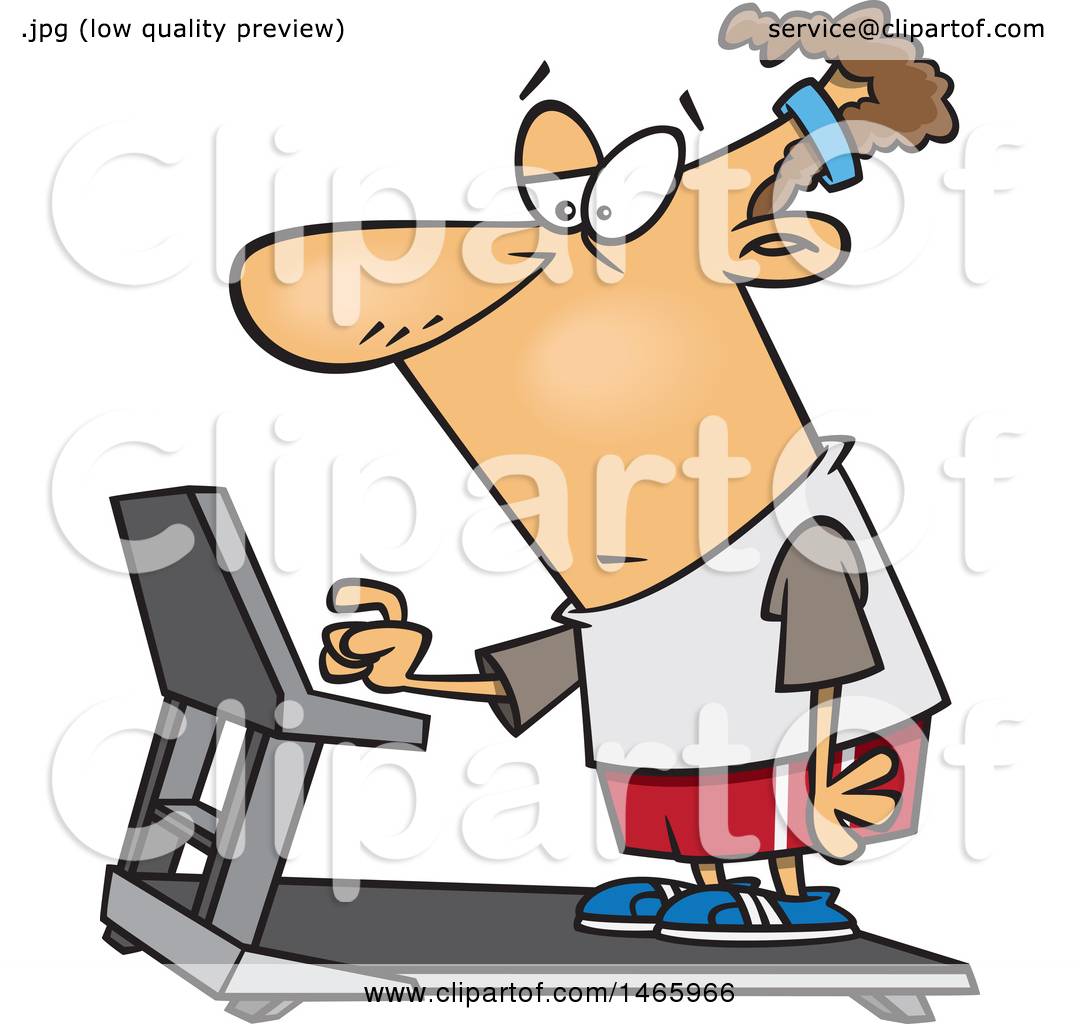 Clipart Of A Cartoon Unenthused White Man Setting A