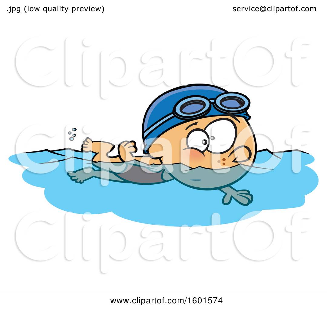 Clipart of a Cartoon White Girl Swimming - Royalty Free Vector ...