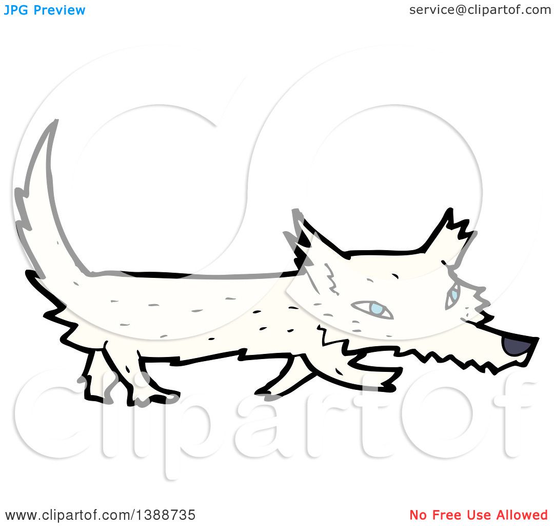 Clipart of a Cartoon White Wolf - Royalty Free Vector Illustration by