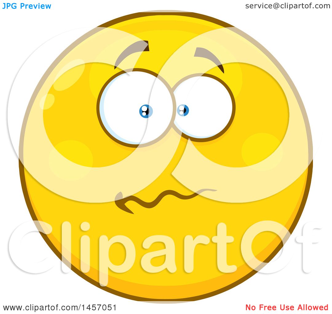 Clipart Of A Cartoon Worried Yellow Emoji Smiley Face Royalty Free