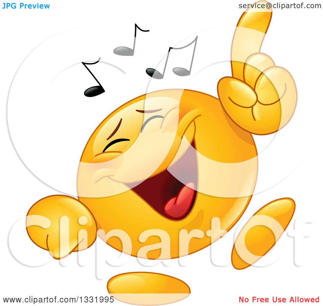 Clipart of a Cartoon Yellow Emoticon Smiley Face Dancing to Music ...