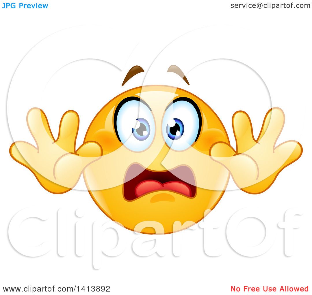 Clipart of a Cartoon Yellow Smiley Face Emoji Emoticon Surrendering in