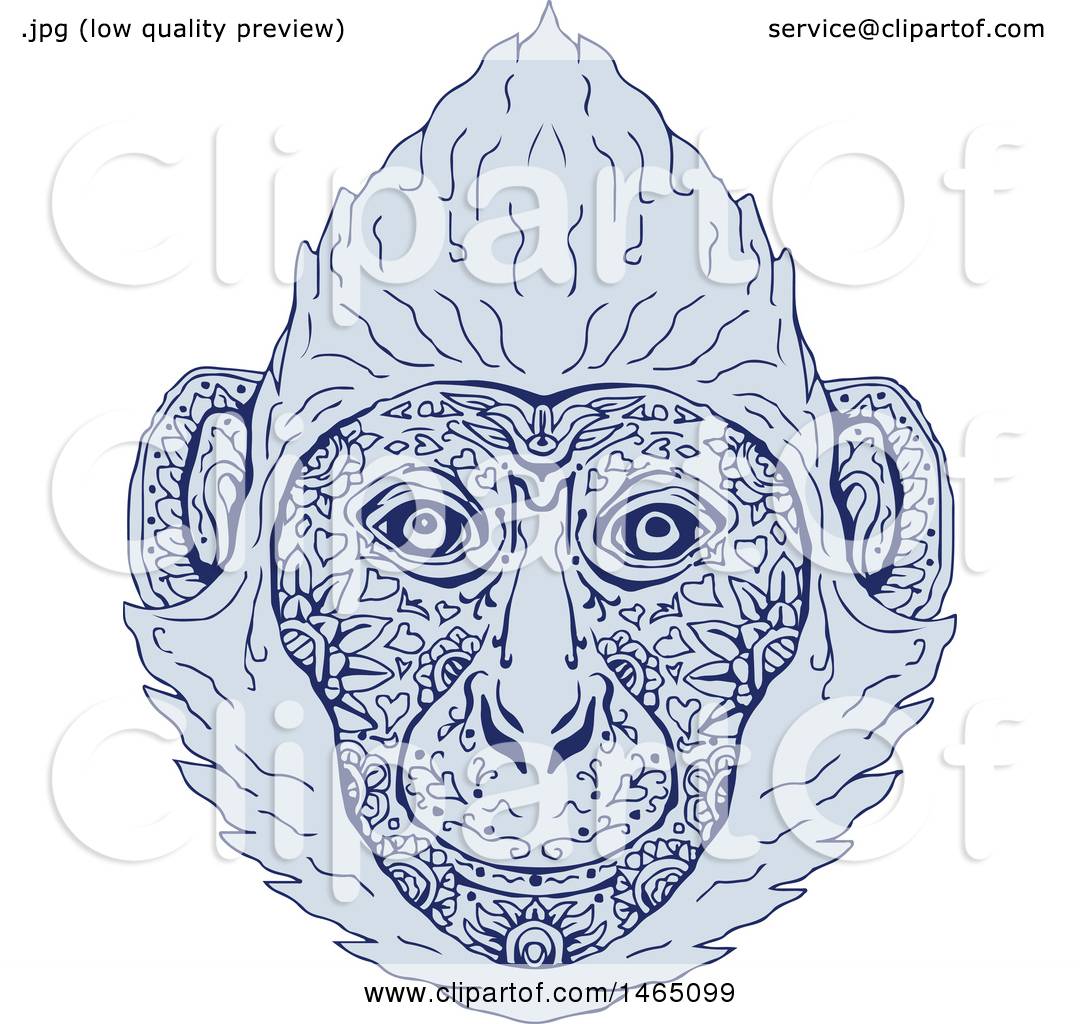 Download Clipart of a Cat Ba Langur Face in Blue Mandala Sketch ...