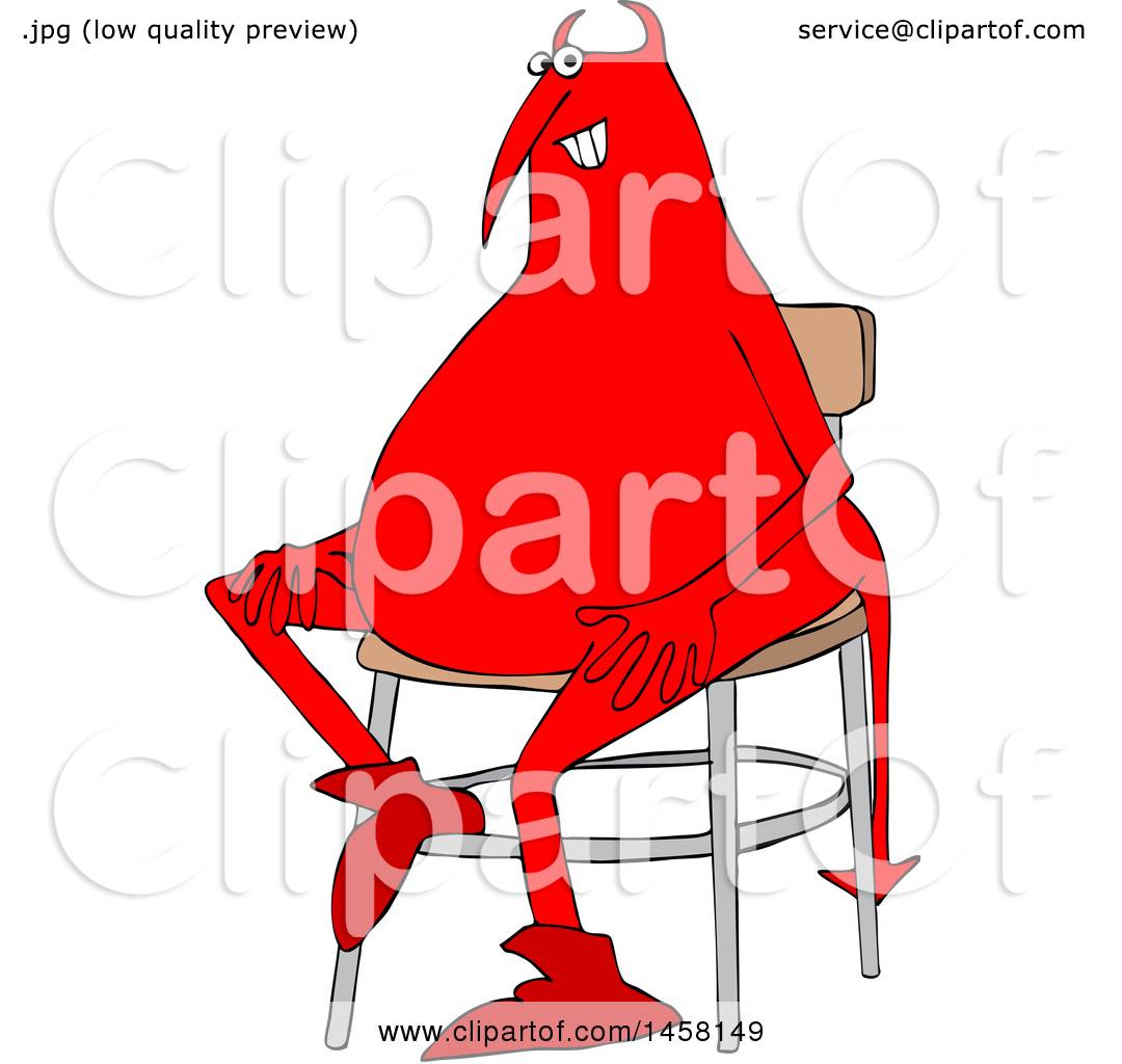 Clipart Of A Chubby Red Devil Sitting In A Chair Royalty Free Vector Illustration By Djart 5904