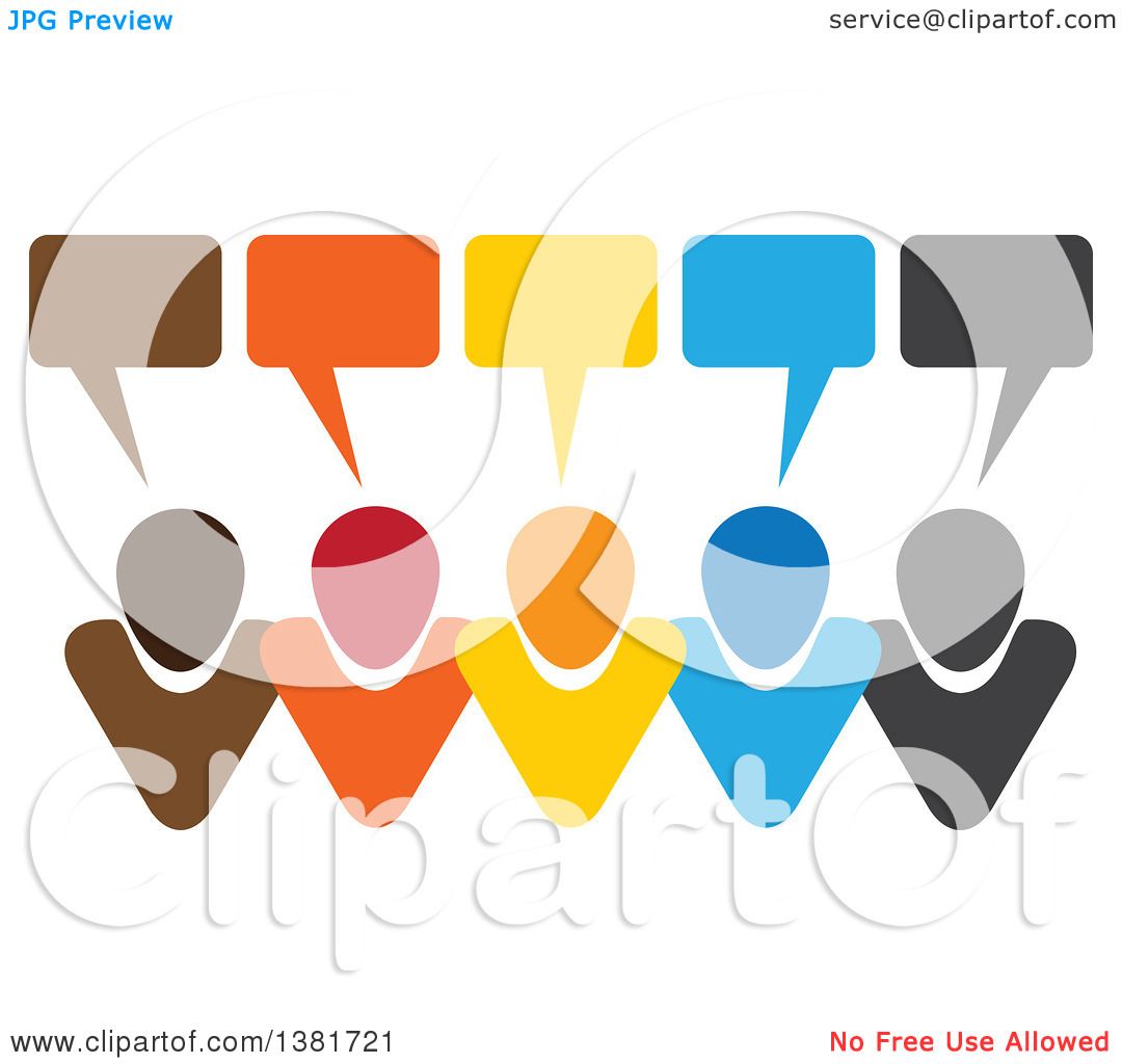 Clipart of a Colorful Group of People with Speech Balloons - Royalty ...