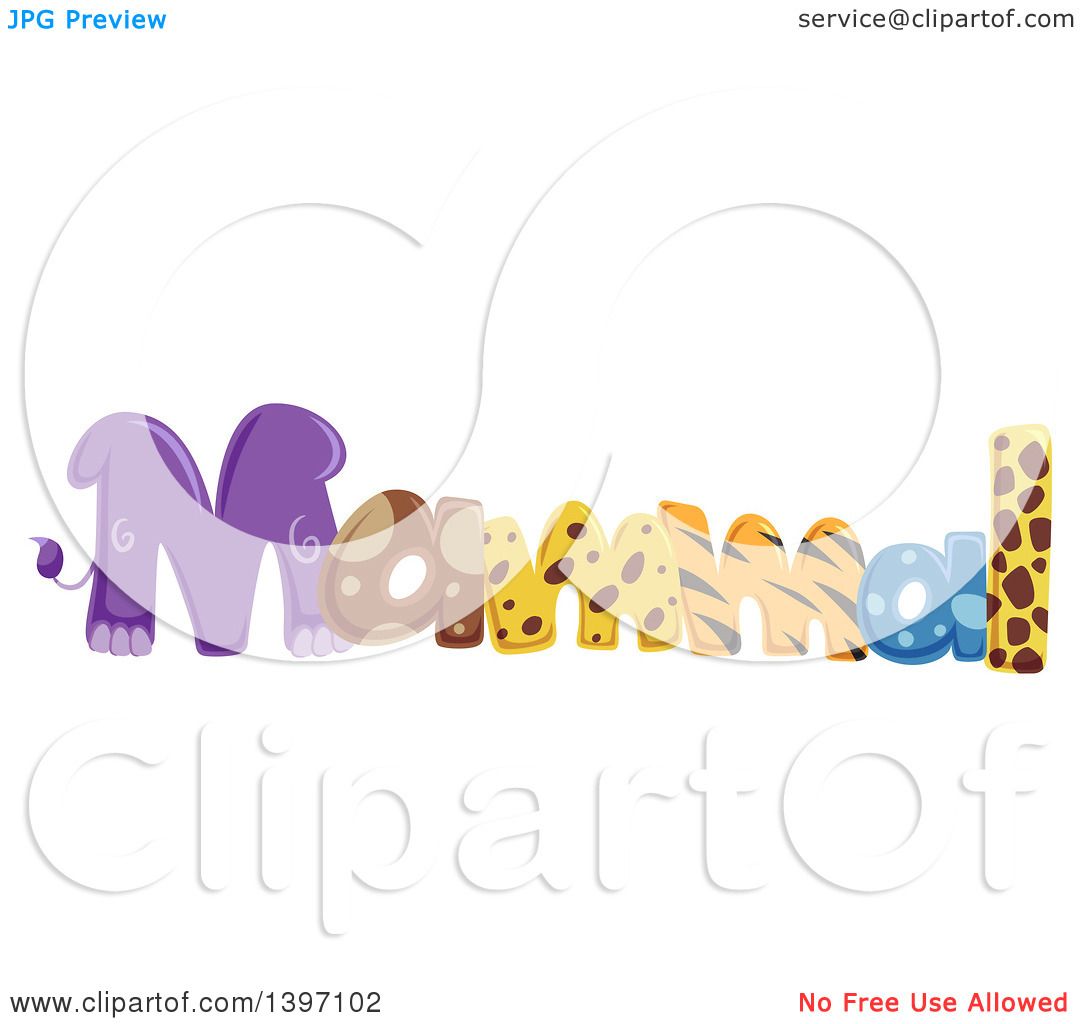 Clipart of a Colorful Mammal Word with Animal Prints ...