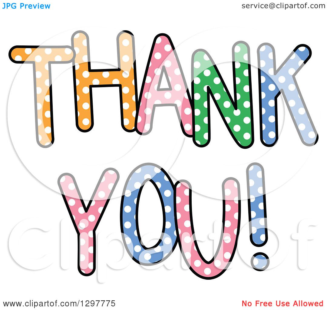 Clipart of a Colorful Polka Dot THANK YOU Text - Royalty Free Vector ...