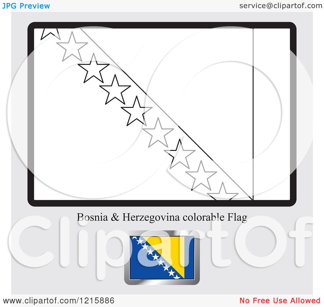 Download Clipart of a Coloring Page and Sample for a Bosnia and Herzegovina Flag - Royalty Free Vector ...
