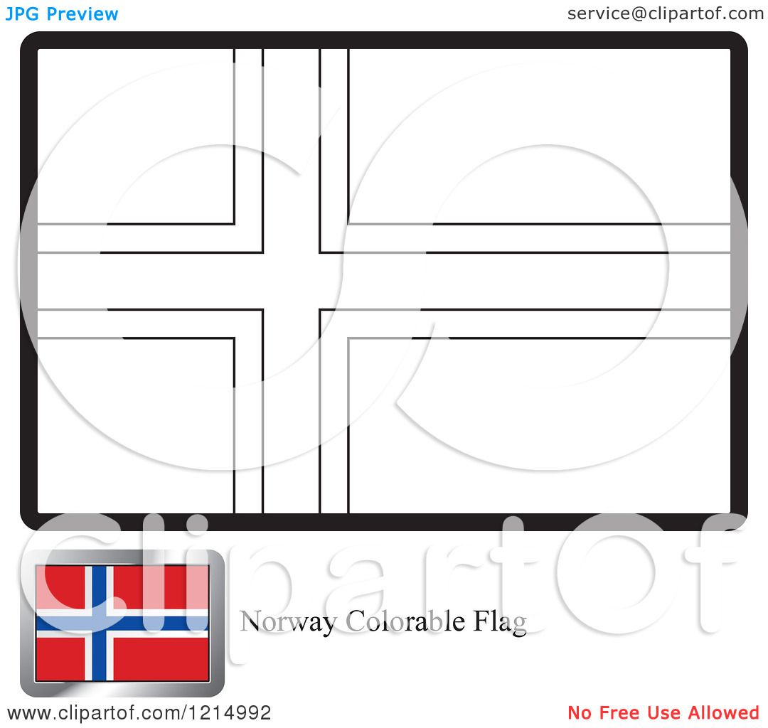 Clipart of a Coloring Page and Sample for a Norway Flag - Royalty Free ...