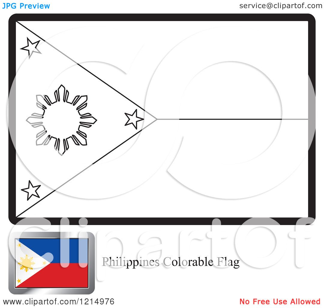 Clipart of a Coloring Page and Sample for a Philippines Flag Royalty Free Vector Illustration by Lal Perera