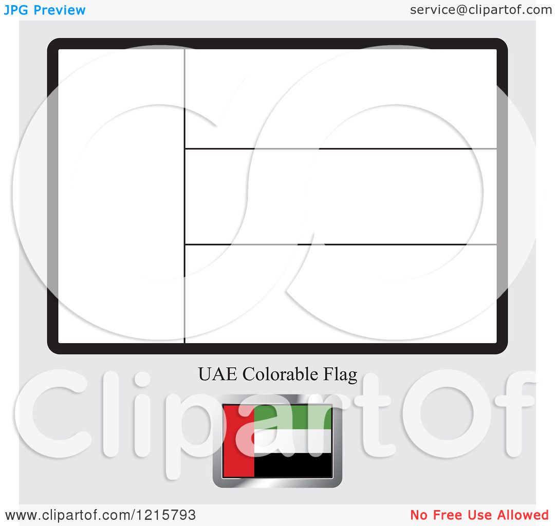 Clipart of a Coloring Page and Sample for a UAE Flag Royalty Free Vector Illustration by Lal Perera