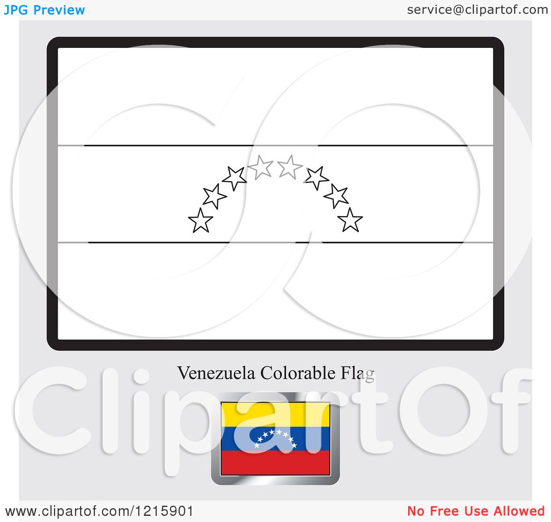 Clipart of a Coloring Page and Sample for a Venezuela Flag - Royalty