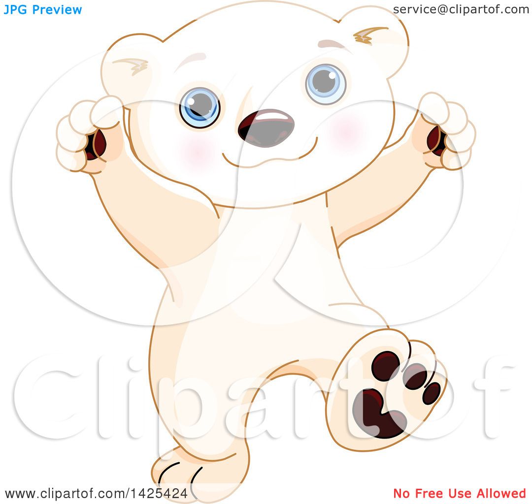 Clipart of a Cute Adorable Baby Polar Bear Cub Dancing ...