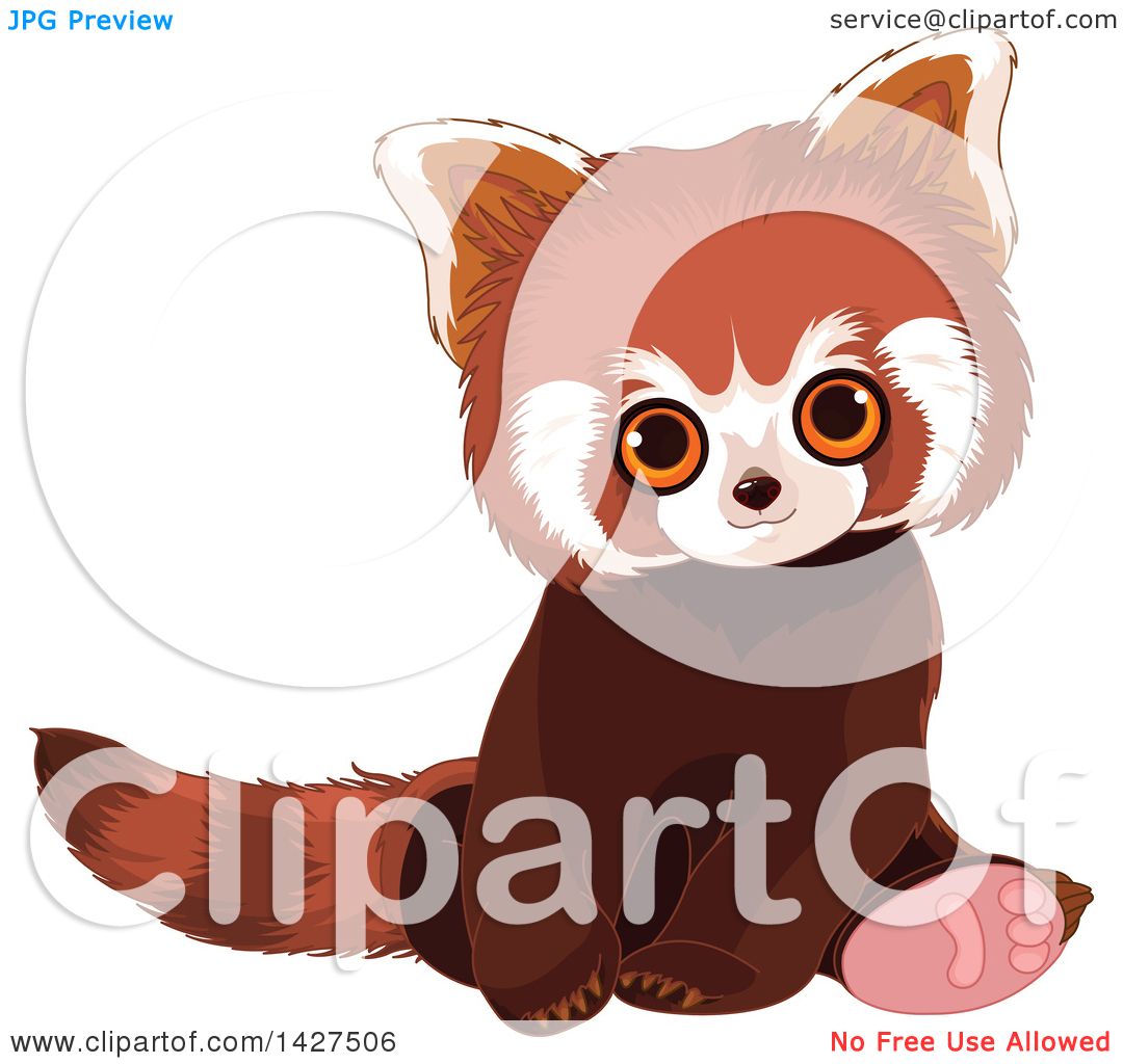 Clipart Of A Cute Adorable Baby Red Panda Sitting Royalty Free Vector Illustration By Pushkin