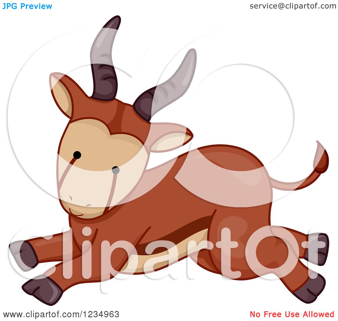 Clipart of a Cute Baby Antelope Running - Royalty Free ...