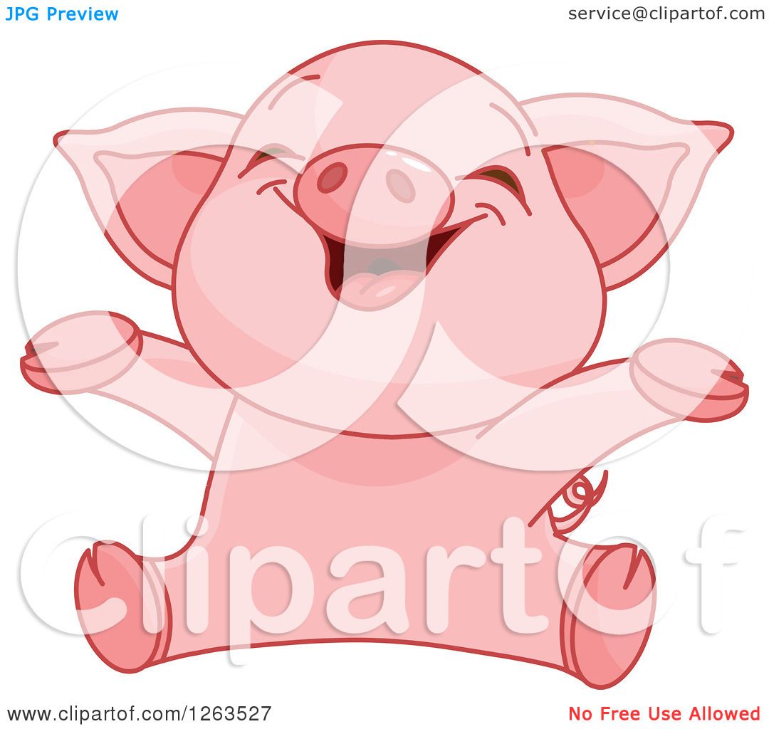 Download Clipart of a Cute Baby Piglet Cheering - Royalty Free ...