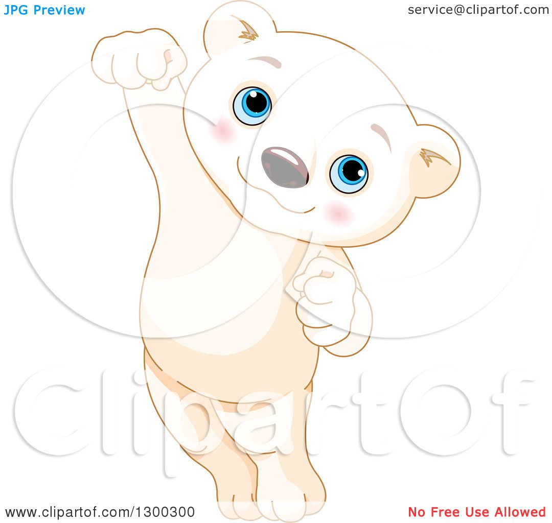Download Clipart of a Cute Baby Polar Bear Cub Jumping - Royalty ...