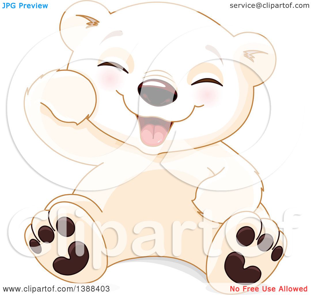 Download Clipart of a Cute Baby Polar Bear Cub Sitting and Laughing - Royalty Free Vector Illustration by ...