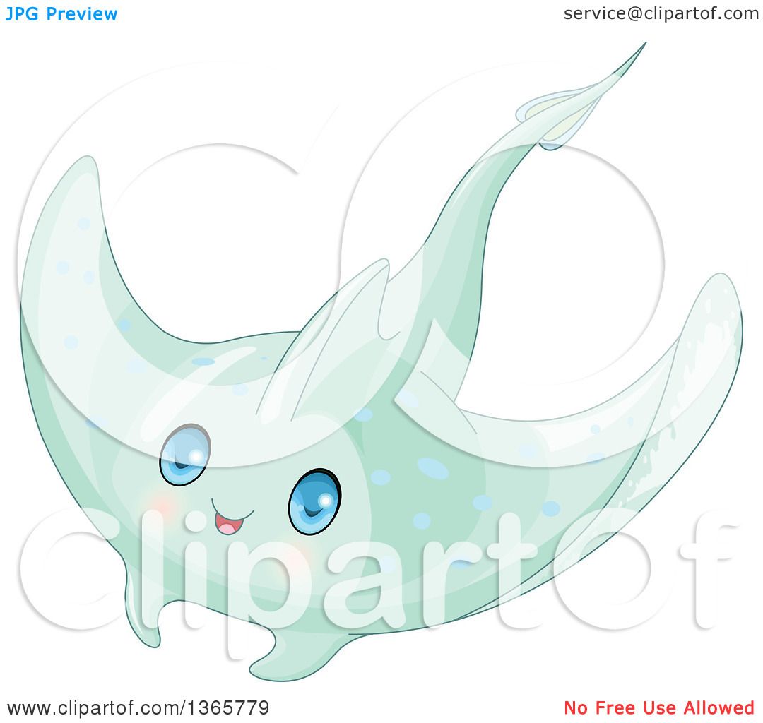Download Clipart of a Cute Green Baby Stingray with Blue Eyes ...