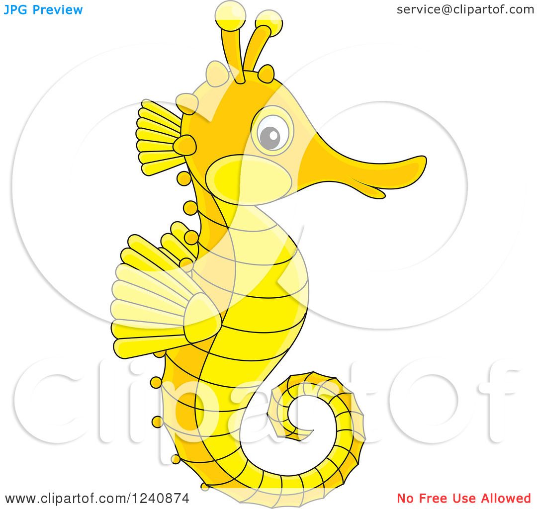 Clipart of a Cute Orange and Yellow Seahorse - Royalty ...
