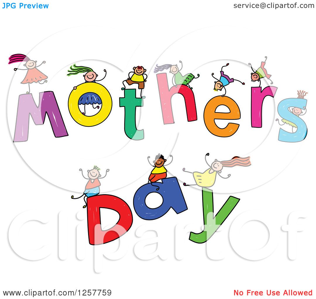 Download Clipart of a Diverse Group of Stick Children Playing on Mothers Day Text - Royalty Free Vector ...