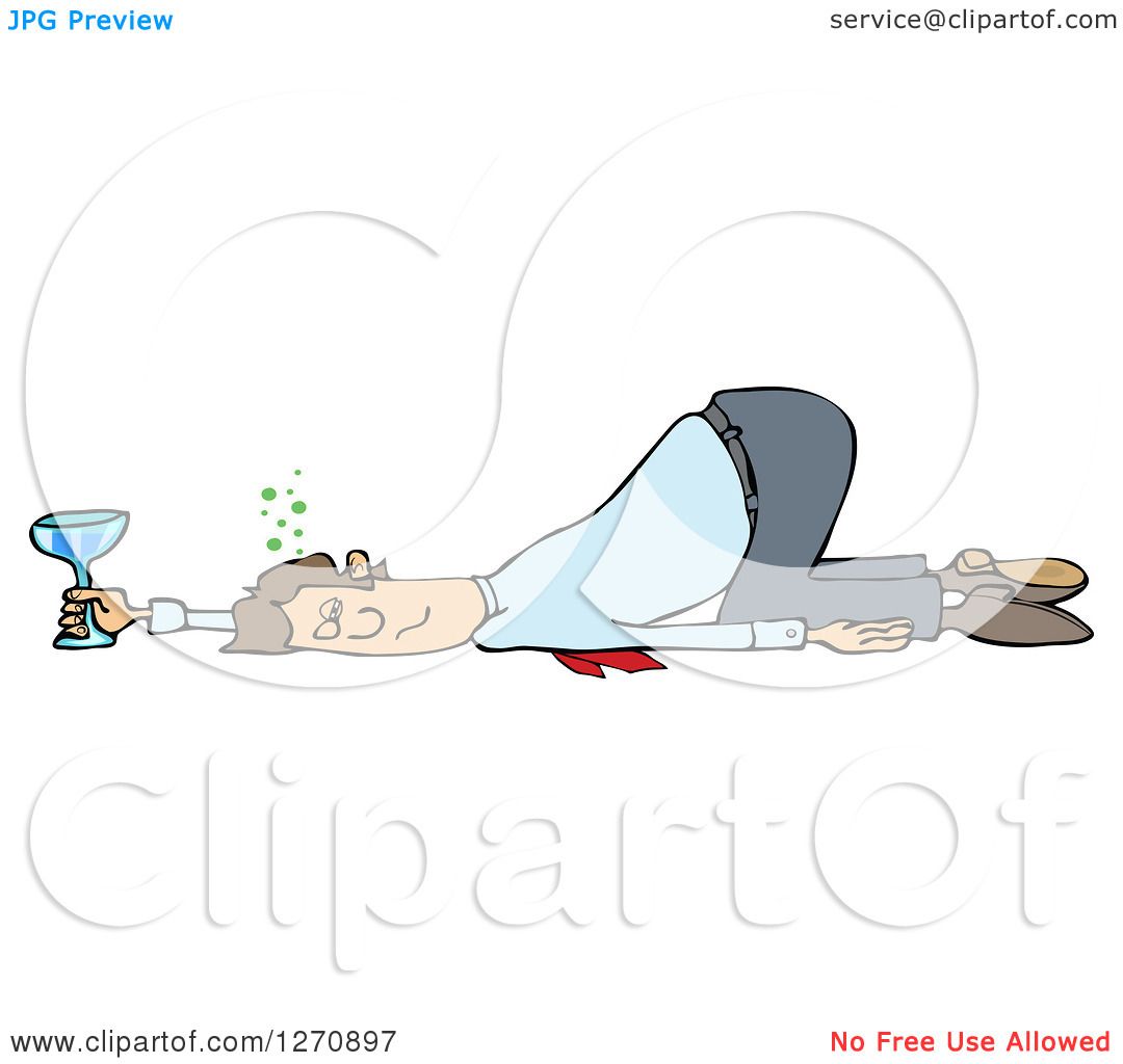 Clipart Of A Drunk White Business Man Passed Out On The