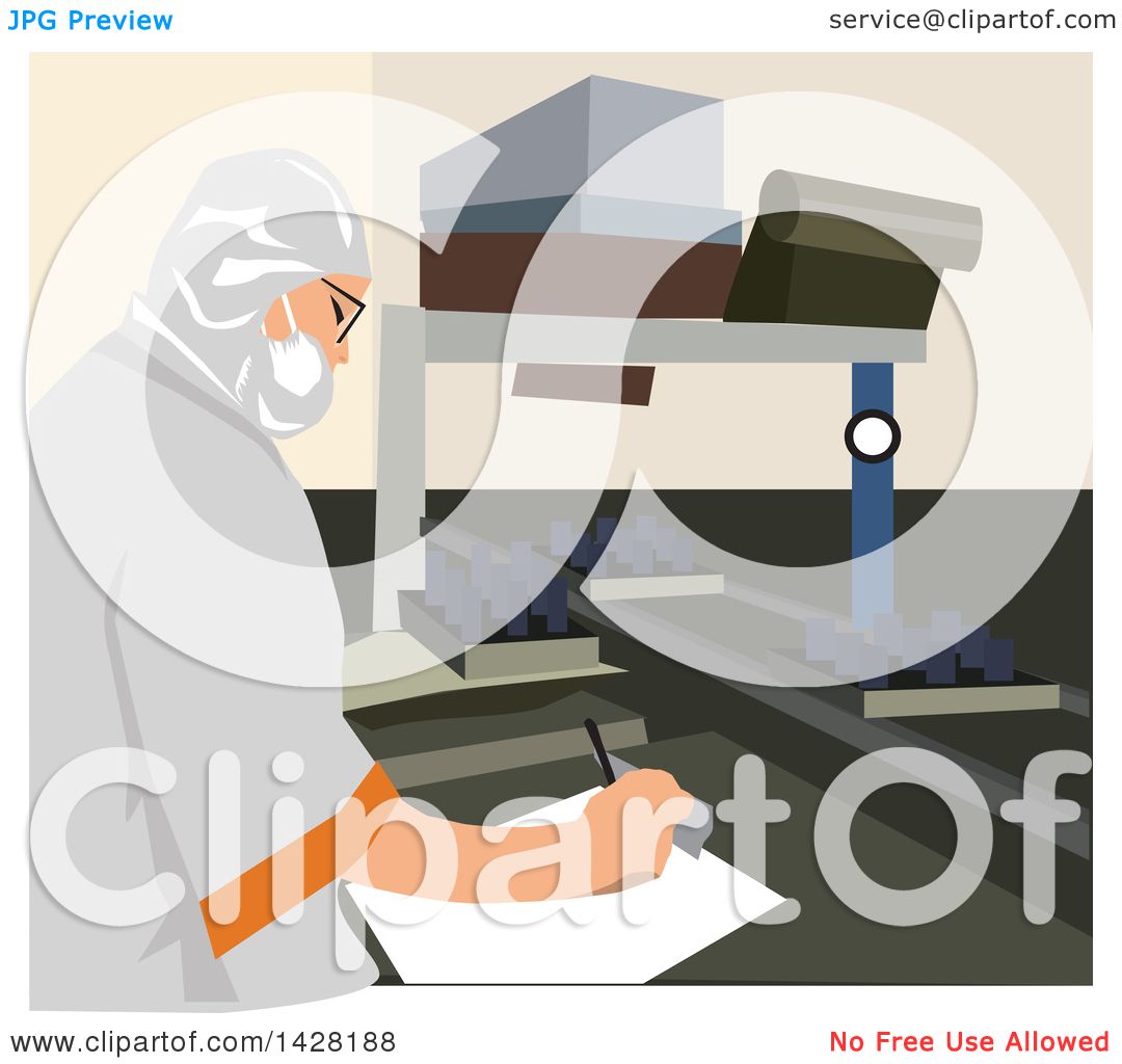 Clipart of a Factory Worker Taking Quality Notes - Royalty Free Vector ...
