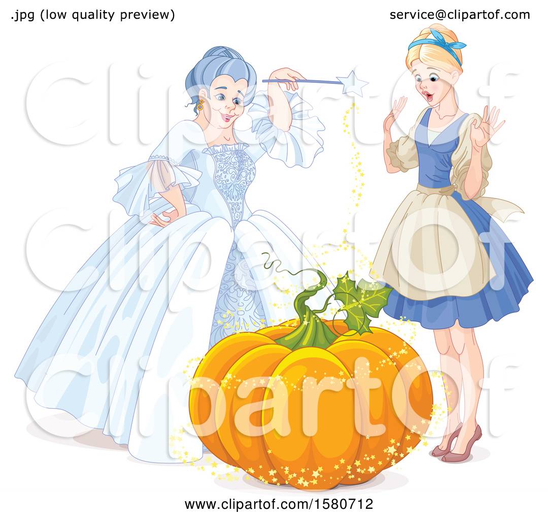 Download Clipart of a Fairy Godmother Holding a Magic Wand over a ...
