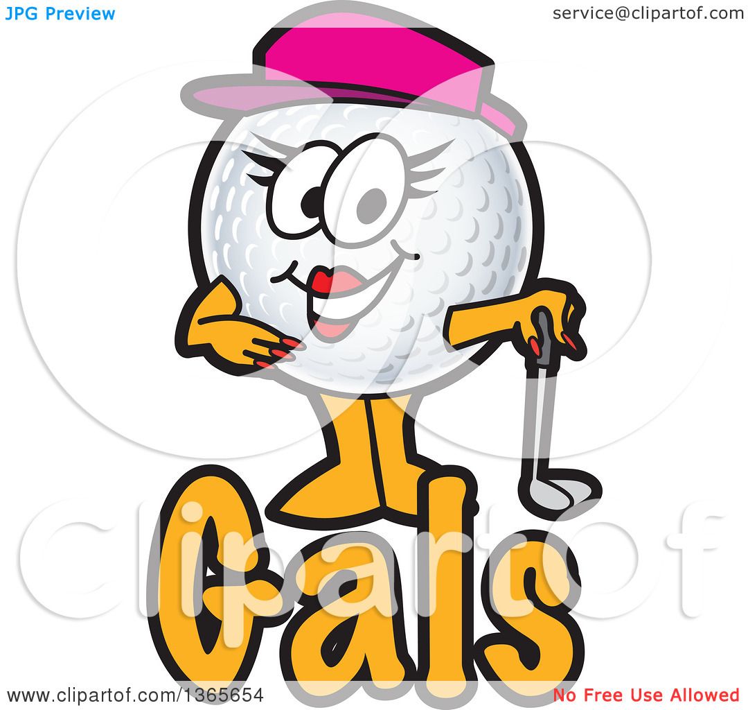 Clipart of a Female Golf Ball Sports Mascot Character over Gals Text -  Royalty Free Vector Illustration by Mascot Junction #1365654