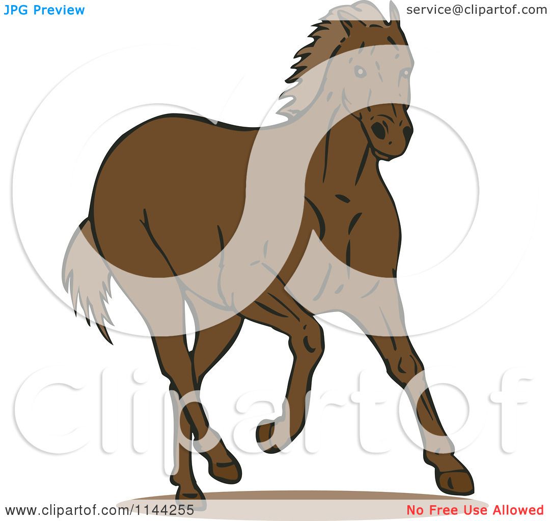 Clipart of a Galloping Brown Horse Royalty Free Vector