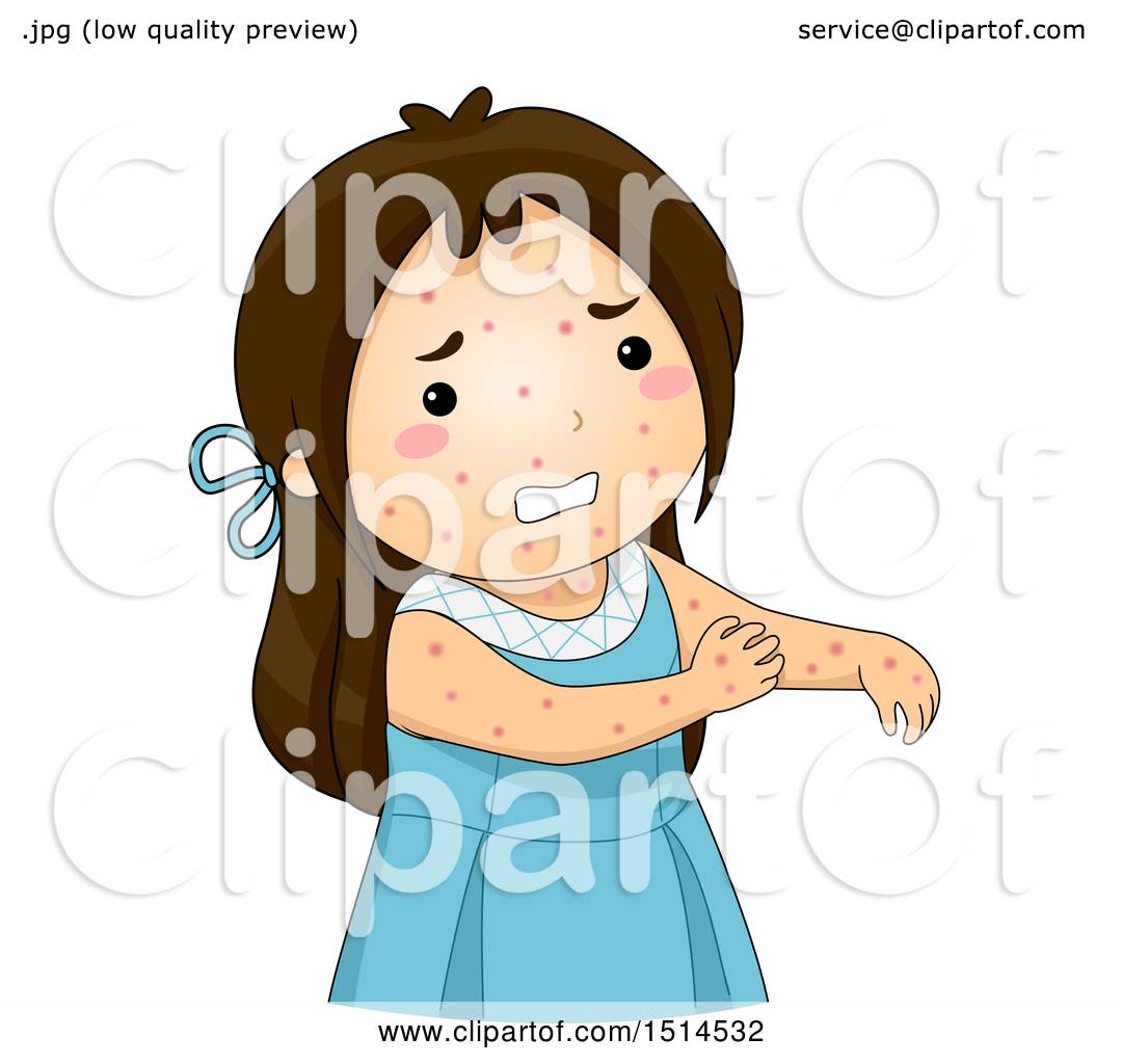 Clipart of a Girl Sick with Chicken Pox, Scratching Her Arm - Royalty Free  Vector Illustration by BNP Design Studio #1514532
