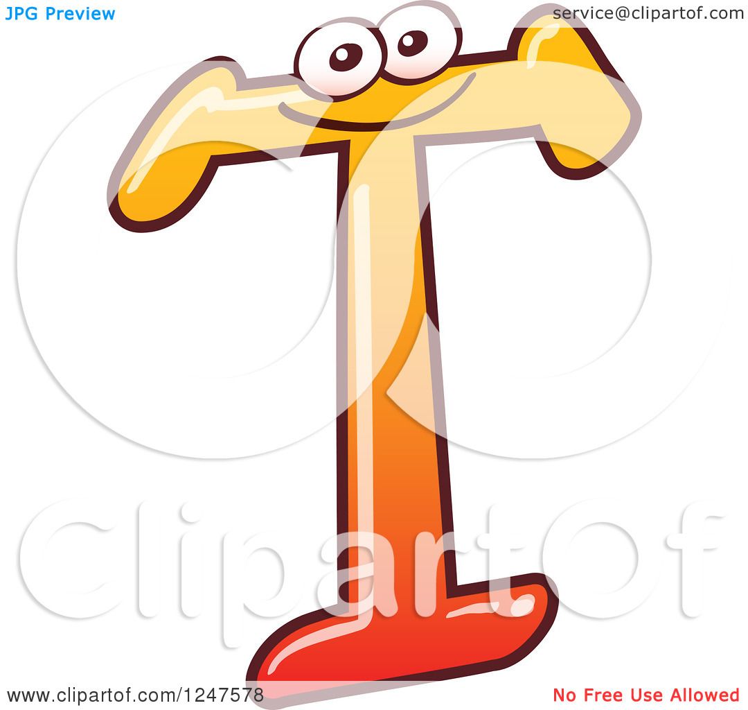 Clipart of a Gradient Orange Capital T Alphabet Letter Character ...