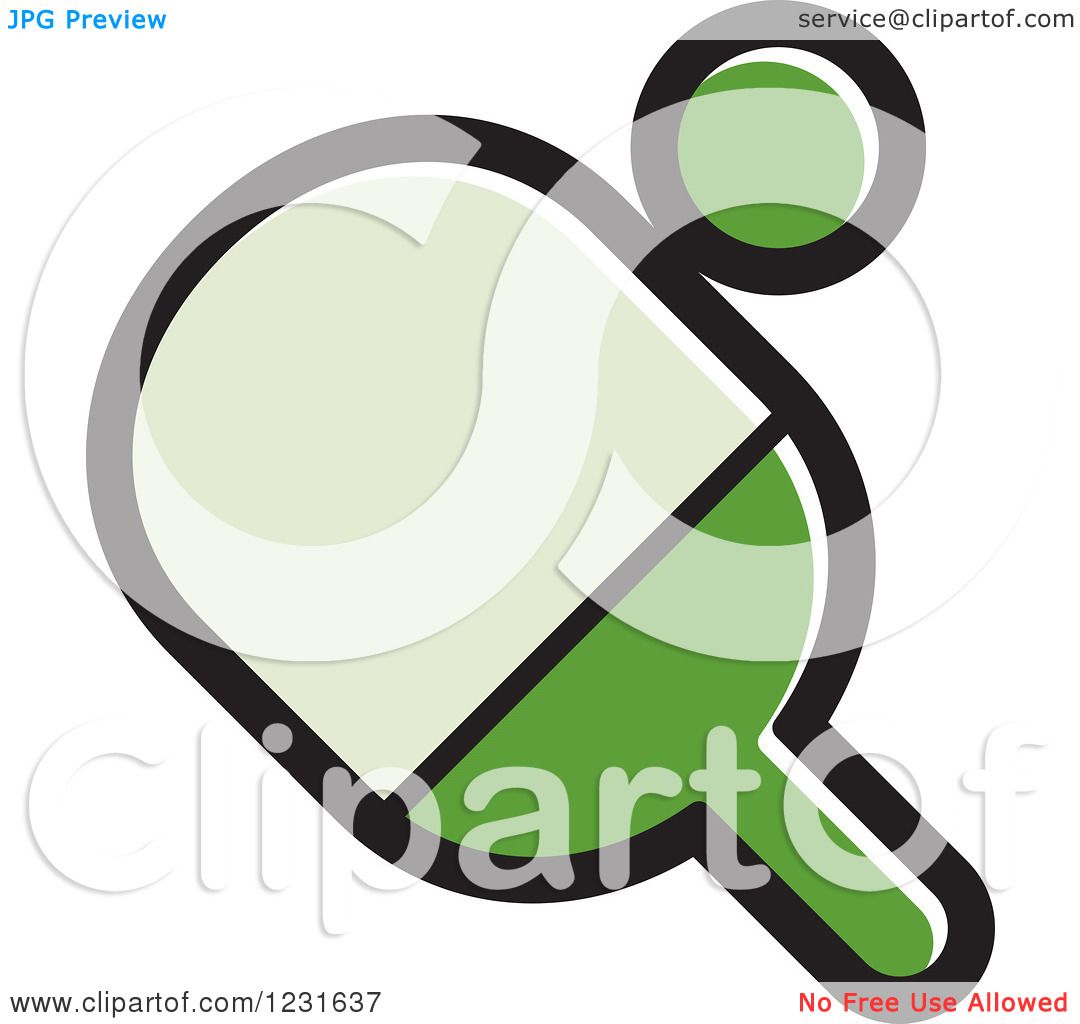 Clipart of a Green Table Tennis Paddle and Ball Icon - Royalty Free