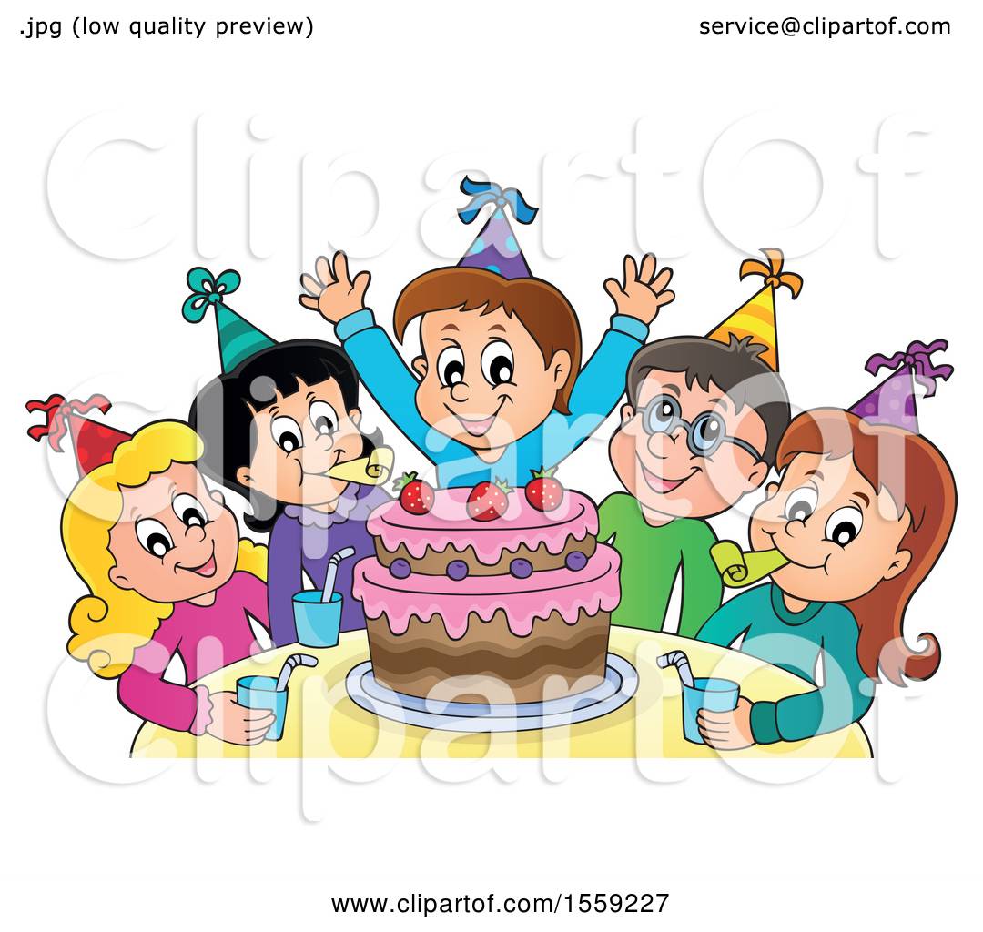 Clipart of a Group of Children Celebrating at a Birthday Party ...