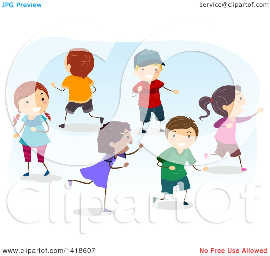 Kids Playing Tag Game Stock Vector