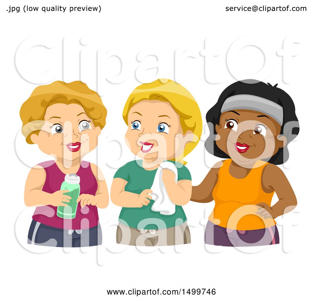 Clipart Of A Group Of Senior Woman In Workout Gear Royalty