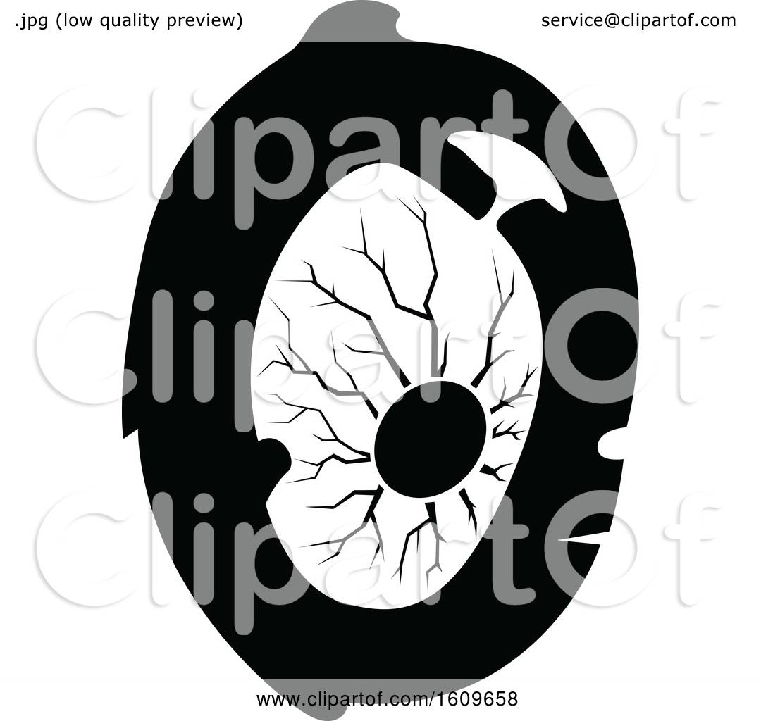 Clipart of a Halloween Eyeball Black and White Silhouette ...