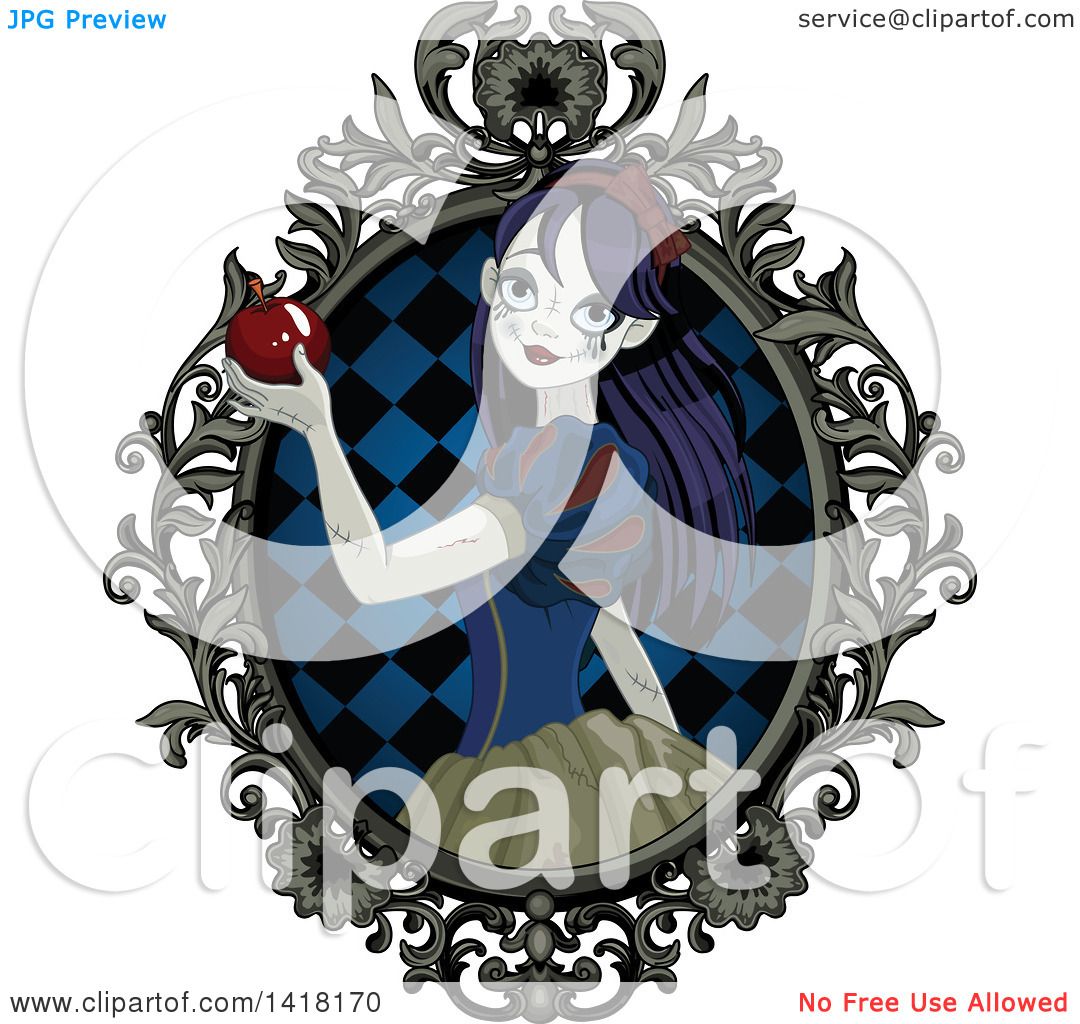 Download Clipart of a Halloween Zombie Snow White Holding an Apple ...