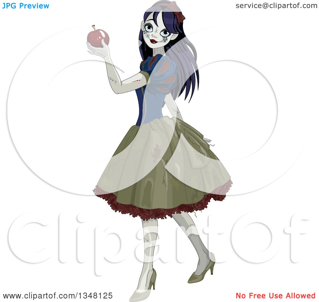 Clipart of a Halloween Zombie Snow White Holding an Apple ...