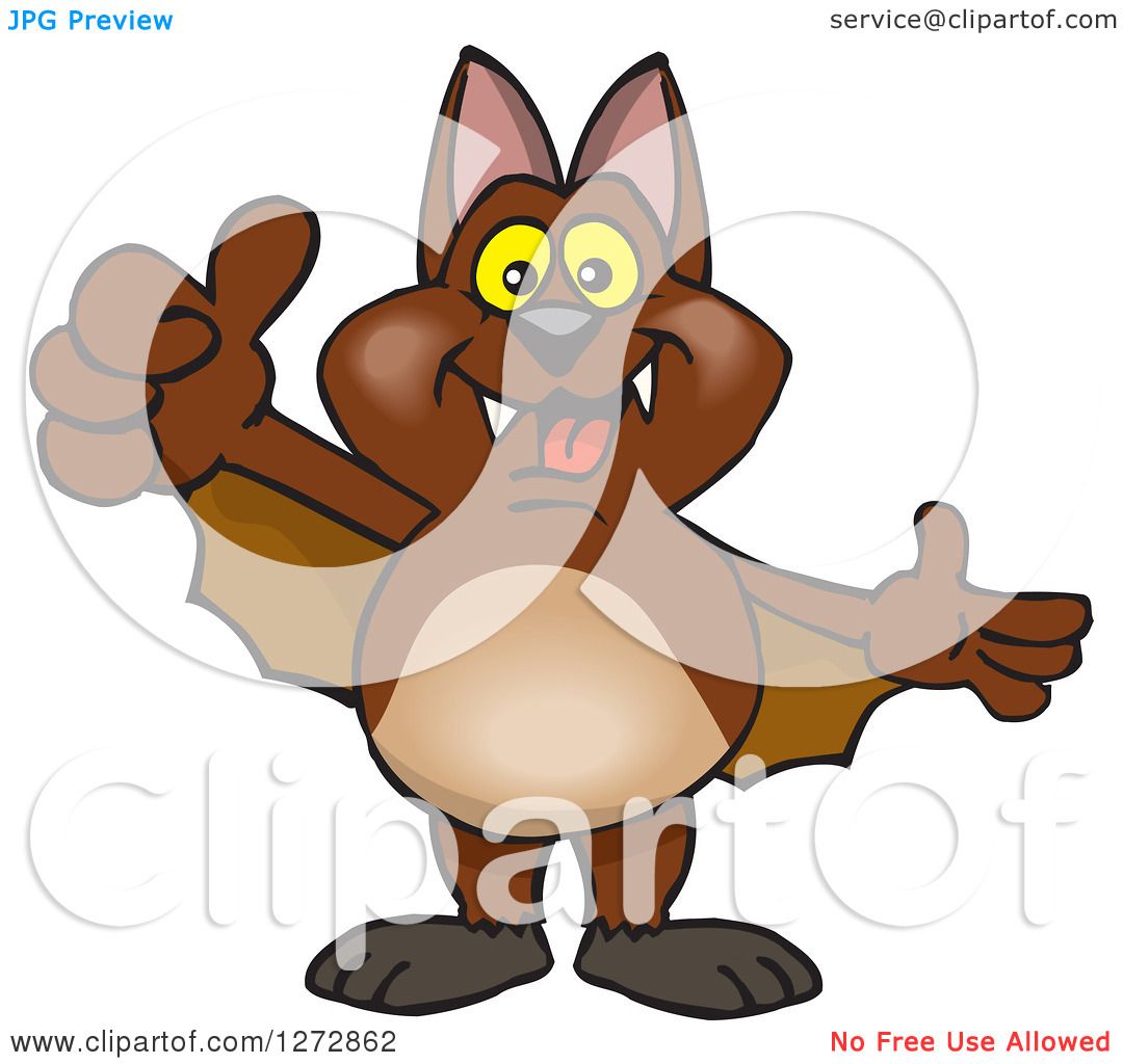 Clipart of a Happy Bat Giving a Thumb up - Royalty Free Vector ...