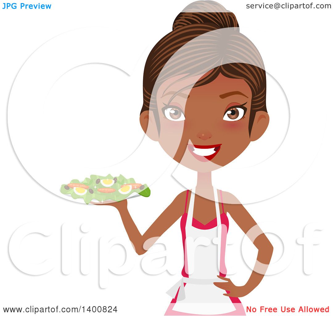 Happy women wearing apron in kitchen Royalty Free Vector