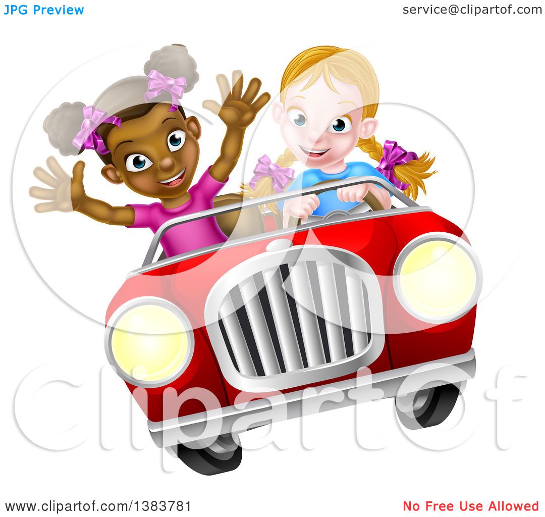 girl driving car clip art