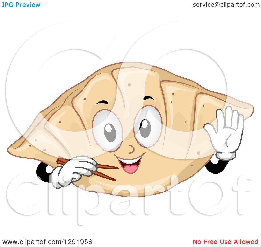 Clipart of a Happy Cartoon Chinese Dumpling Character Holding Chopsticks -  Royalty Free Vector Illustration by BNP Design Studio #1291956