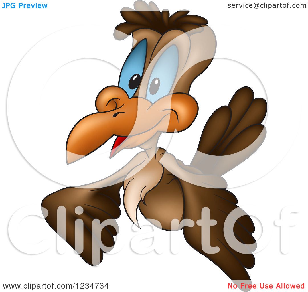Clipart of a Happy Cuckoo Bird Flying - Royalty Free Vector Illustration by  dero #1234734